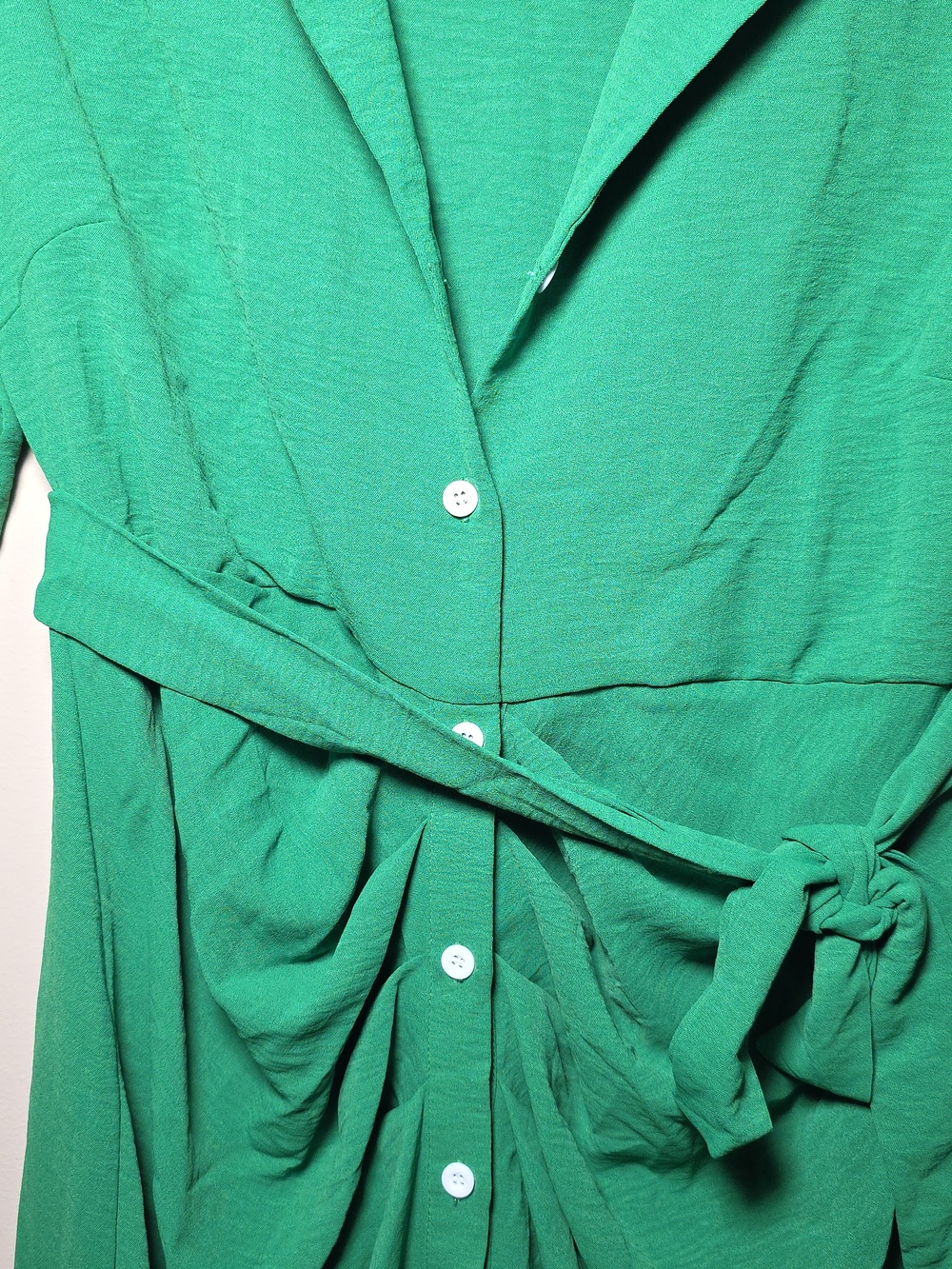SHEIN Green Button Front Midi Dress | Tie Waist | Chic & Flattering NIB - Picture 7 of 10